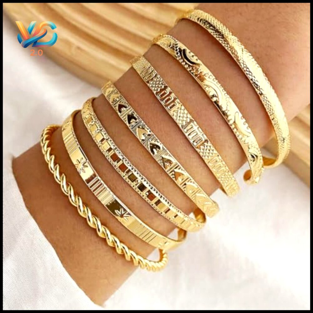 Adjustable Boho Bangle Bracelet Set Stackable Cuf… - image 2